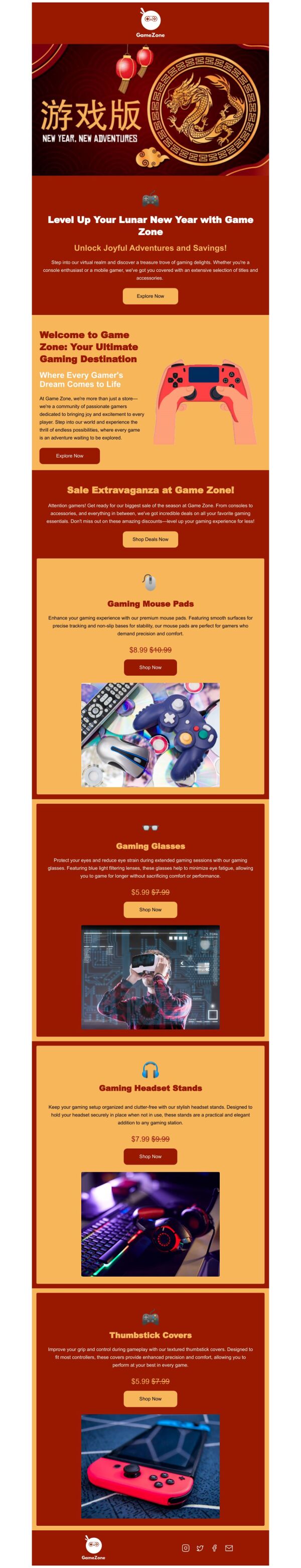 Newsletter Email Template 'Gaming Destination' for Chinese New Year ...