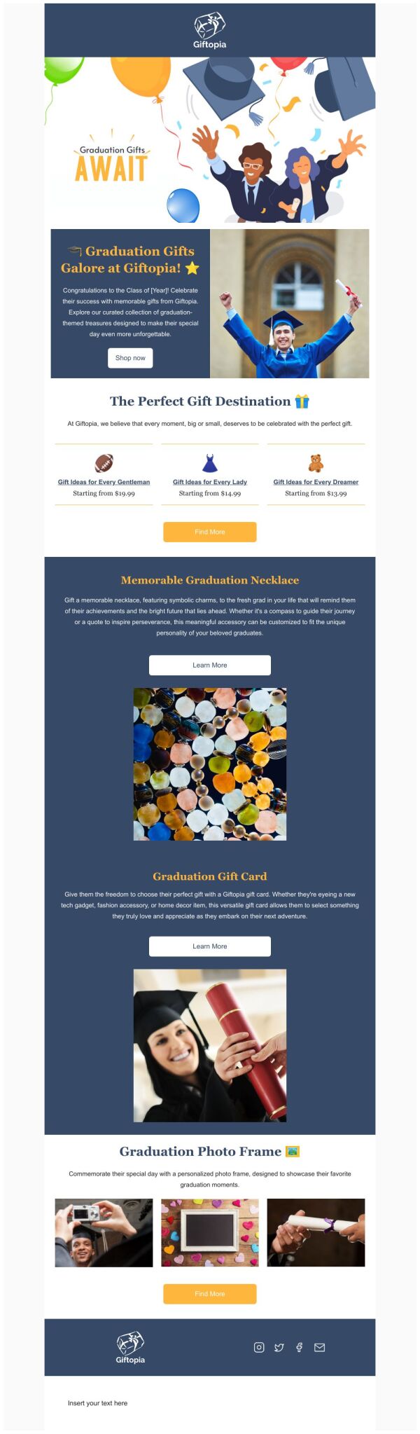 Email Header Graduation Newsletter Email Template 'Gifts Await' for Graduation | PosterMyWall
