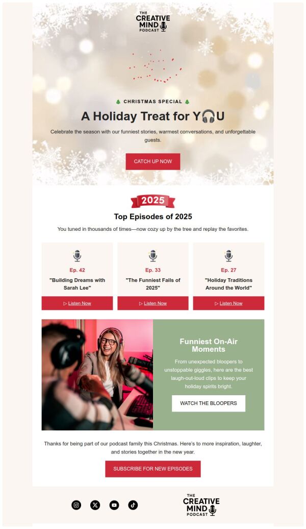 Newsletter Email Template 'Holiday Podcast' for Christmas | PosterMyWall