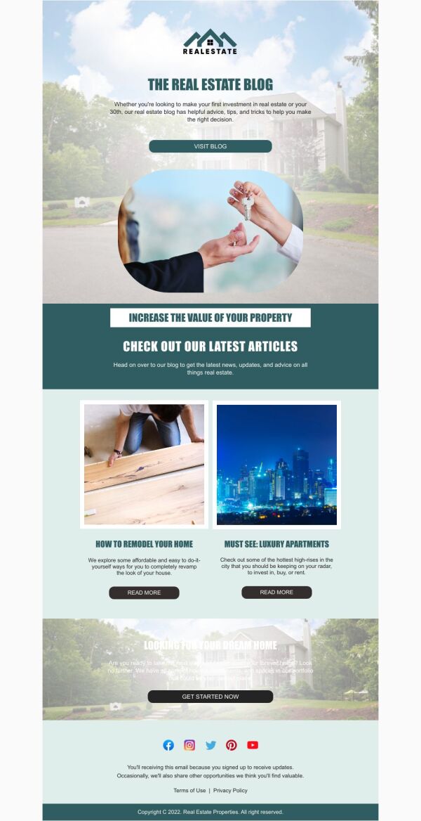 Newsletter Email Template 'Increase Property Value' for Realtors