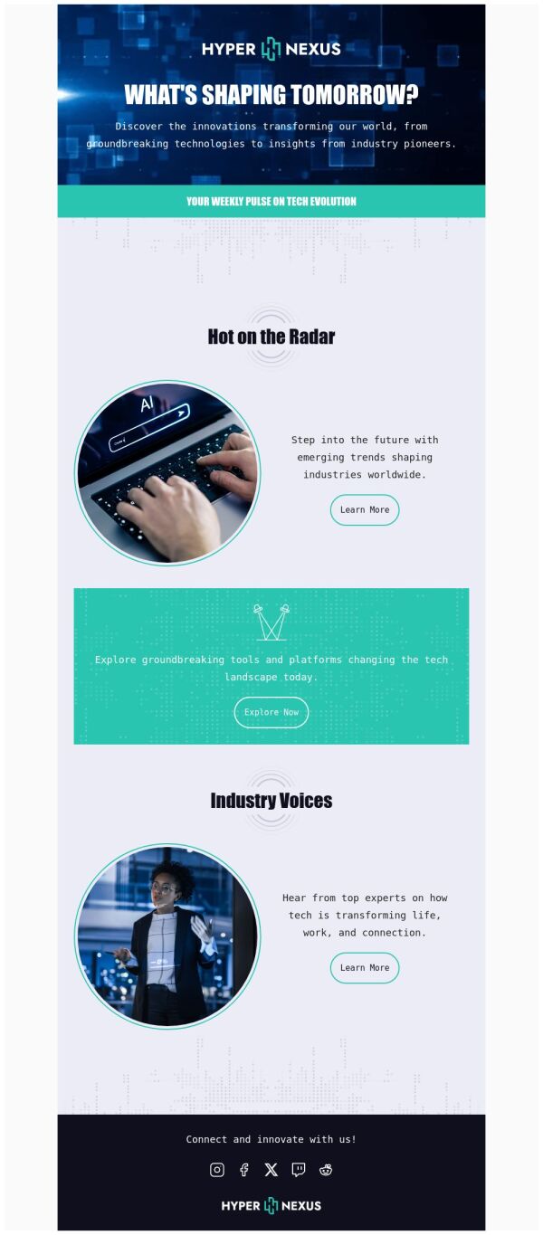 Newsletter Email Template 'Industry Pioneers' for Technology | PosterMyWall