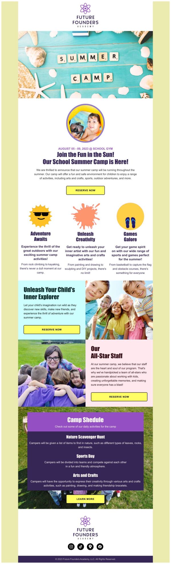 Newsletter Email Template 'Join the Camp' for Summer PosterMyWall