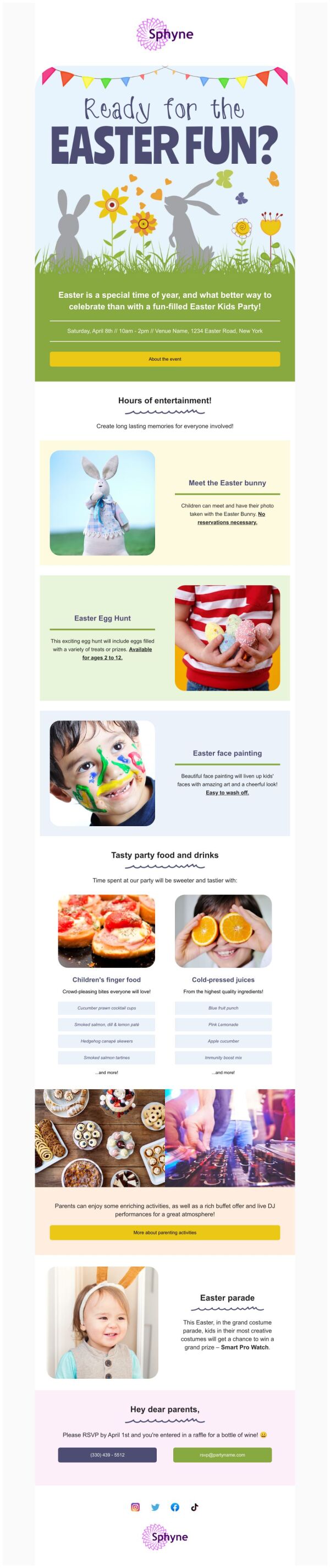 Newsletter Email Template 'Kids Party' for Easter PosterMyWall
