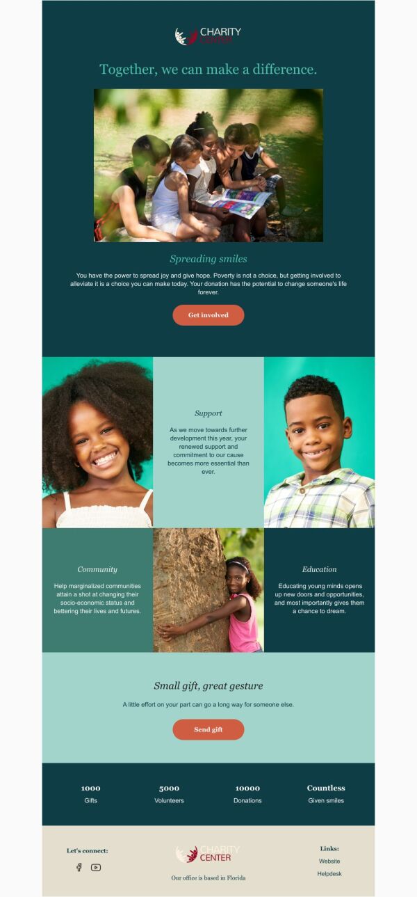 Newsletter Email Template 'Make a Difference' for Nonprofits