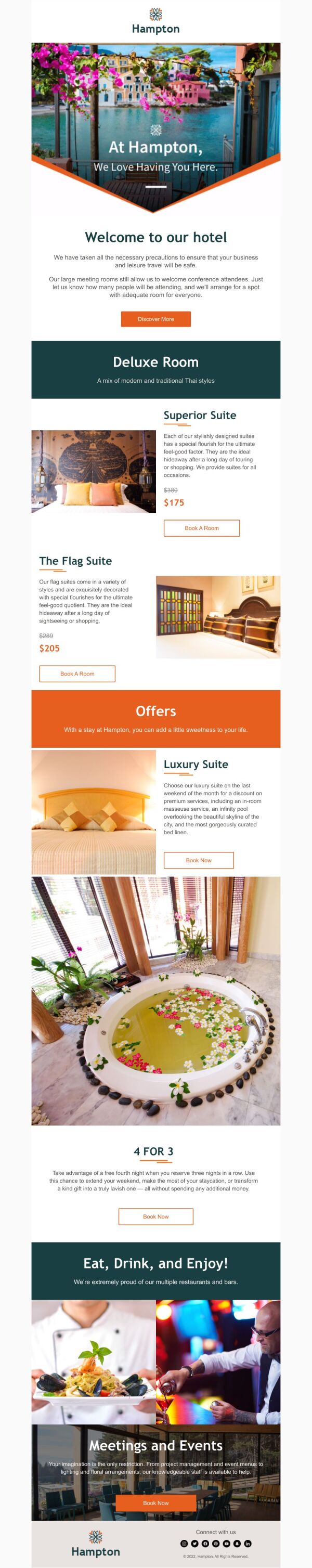 Newsletter Email Template 'Offers on Suites' for Hotels | PosterMyWall