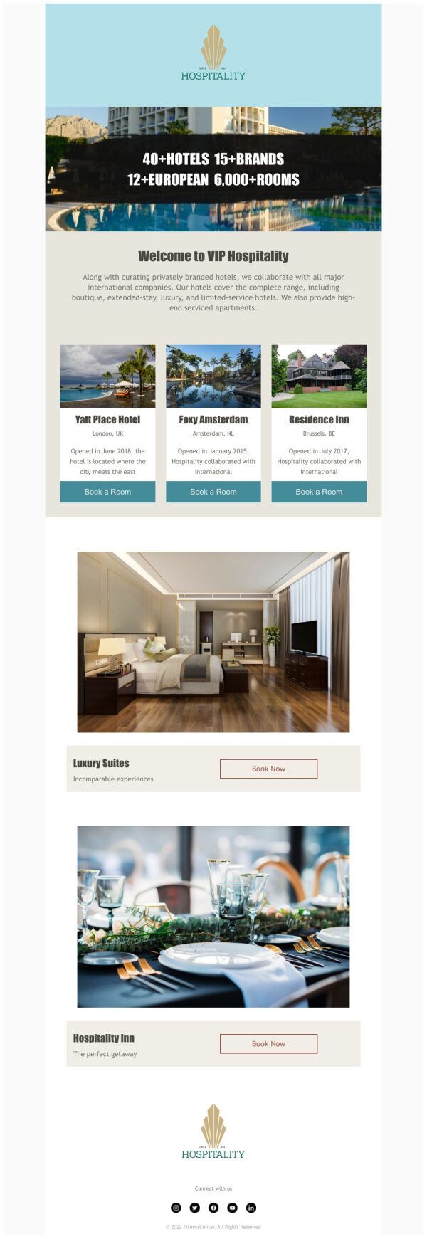 Hospitality Email Example Newsletter Email Template 'Partner Hotels Listings' for Hotels ...
