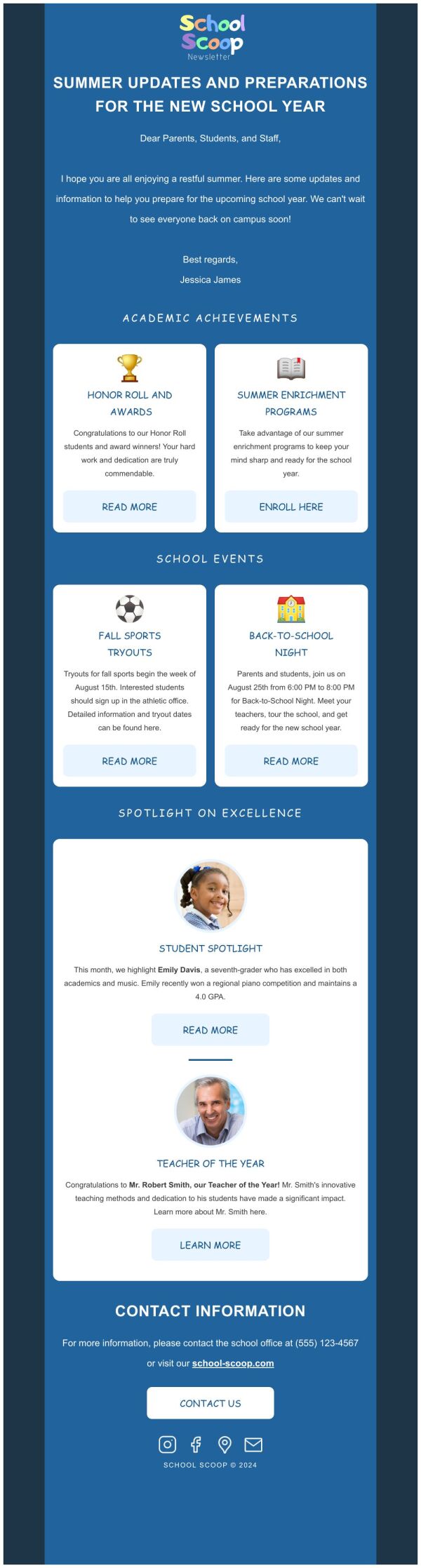 Newsletter Email Template 'School Scoop' for Educational