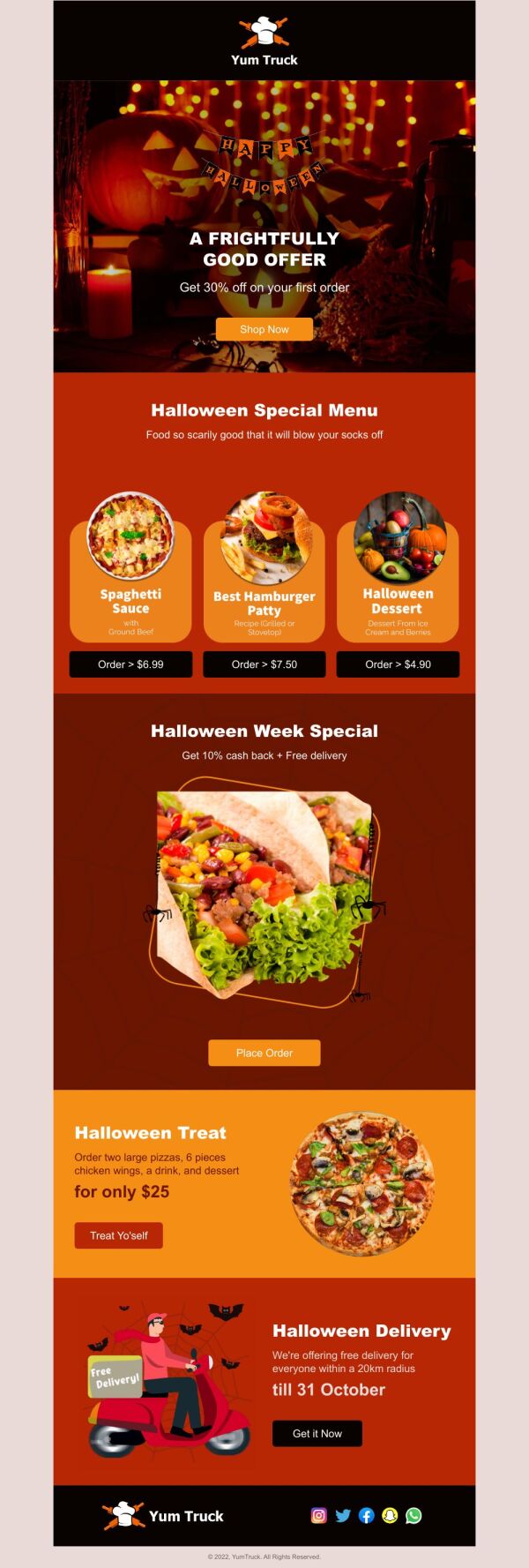 Newsletter Email Template 'Special Fast Food Menu' for Halloween ...