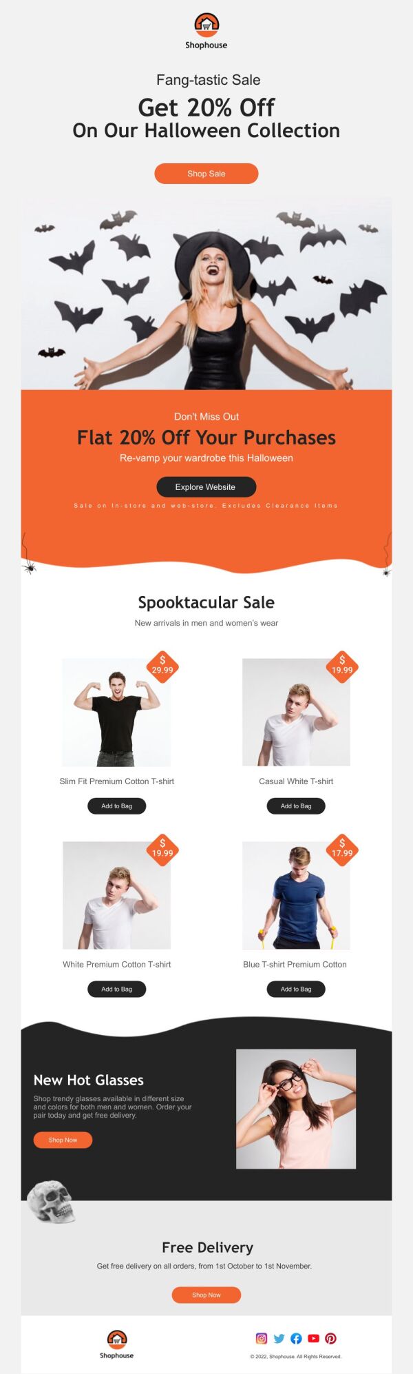 Newsletter Email Template 'Spooktacular Shirts' for Halloween  PosterMyWall