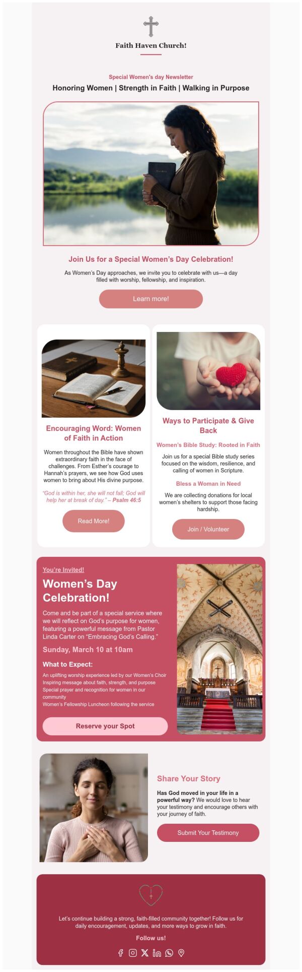 Newsletter Email Template 'Strength in Faith' for Church | PosterMyWall