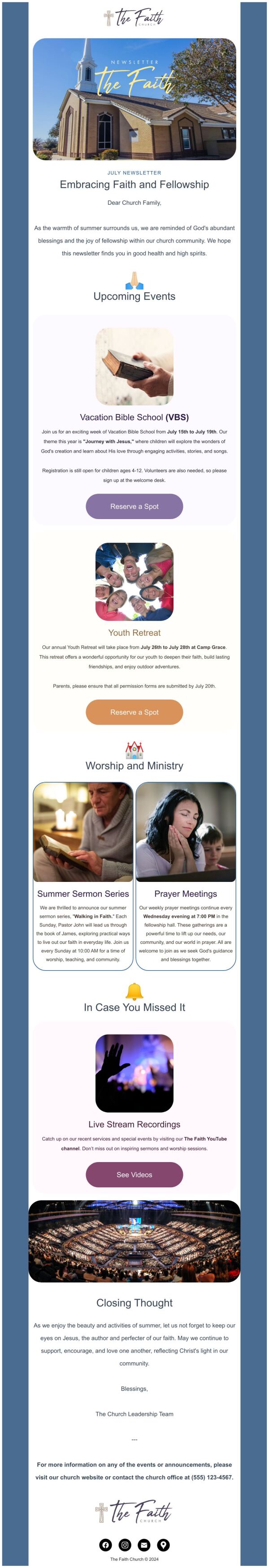 Newsletter Email Template 'The Faith Church' for Church | PosterMyWall