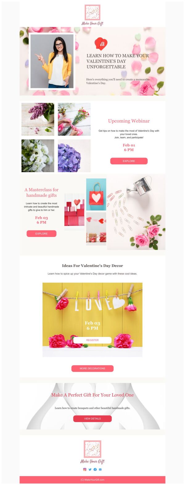 Webinar Newsletter Example Newsletter Email Template 'Upcoming Webinars' for Valentine's Day ...