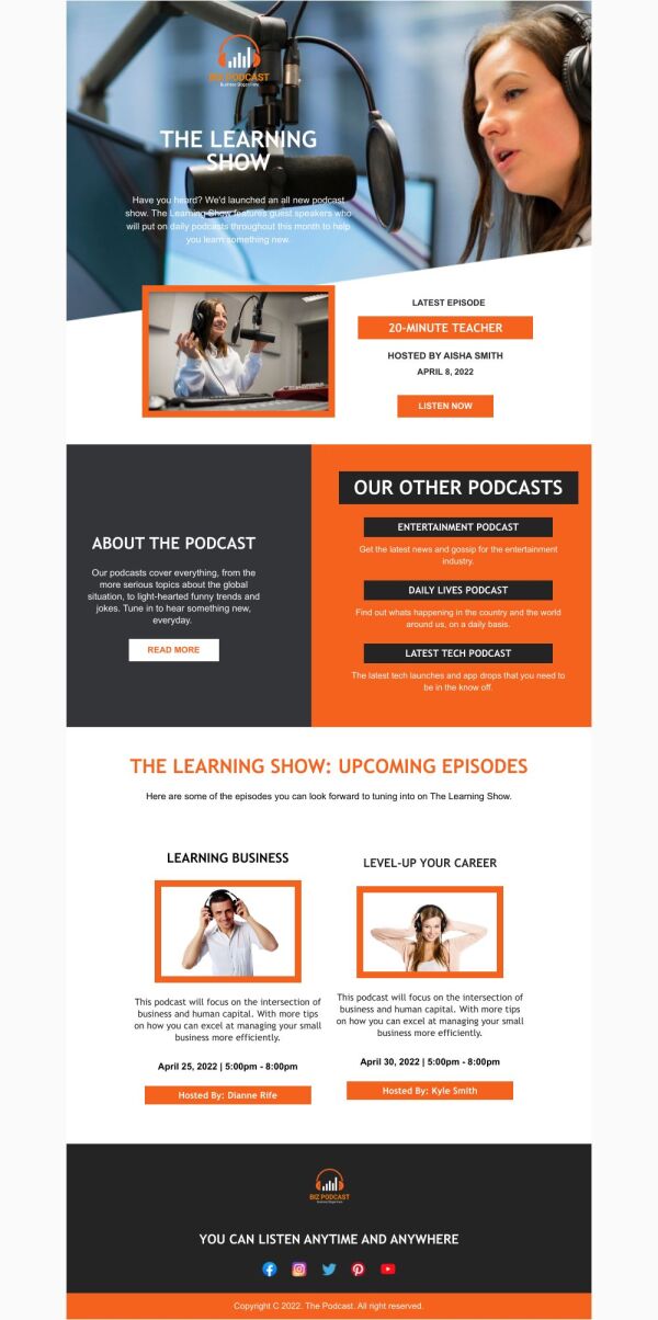 Podcast Email Template 'The Learning Show' for Personal Branding