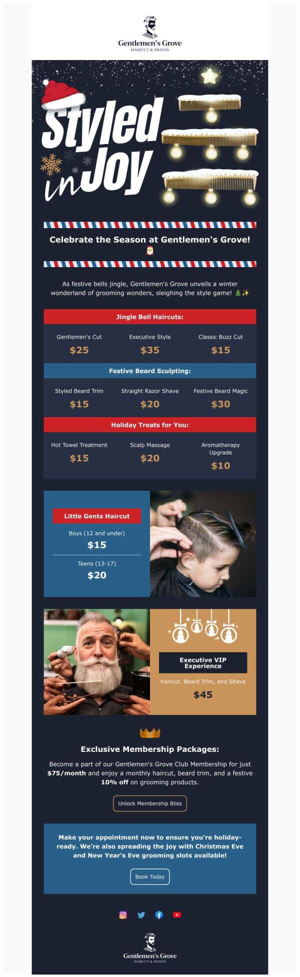 Price List Email Template 'Barber Services' for Christmas | PosterMyWall