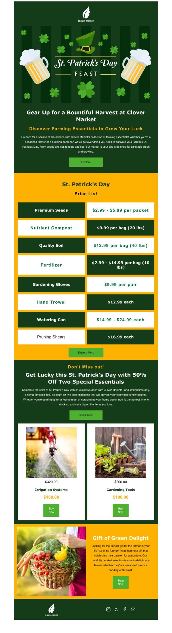 Price List Email Template 'Farmer's Essentials' for St. Patrick's Day ...
