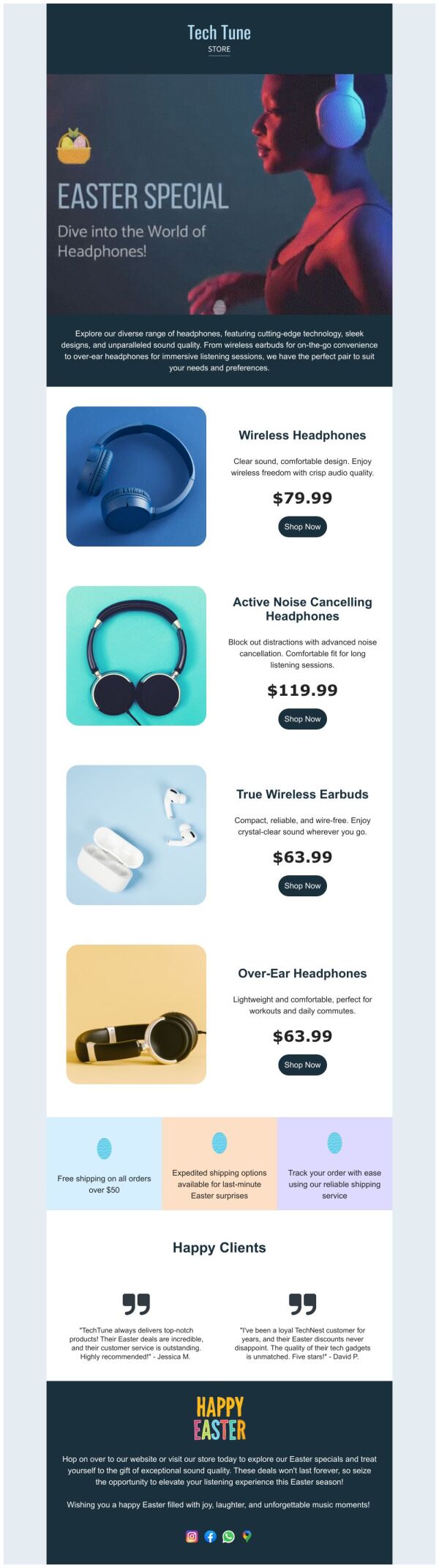 Price List Email Template 'Headphones Store' for Easter | PosterMyWall