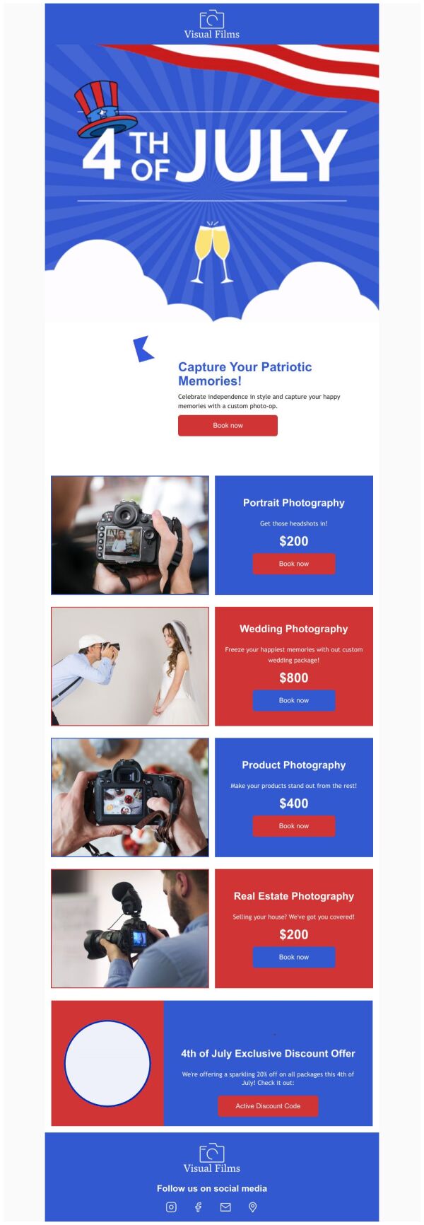 Price List Email Template 'Photography Services' for 4th of July ...