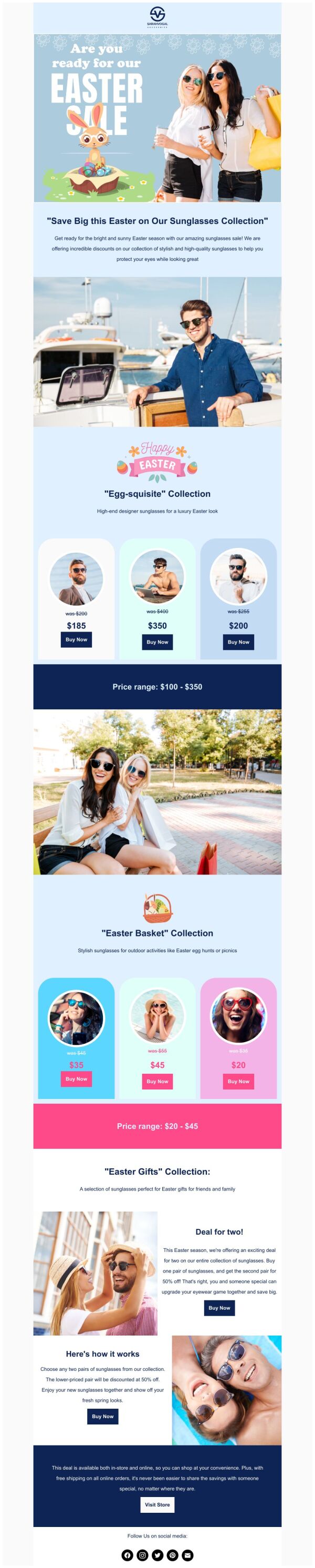 Price List Email Template 'Sunglasses Collection' for Easter | PosterMyWall