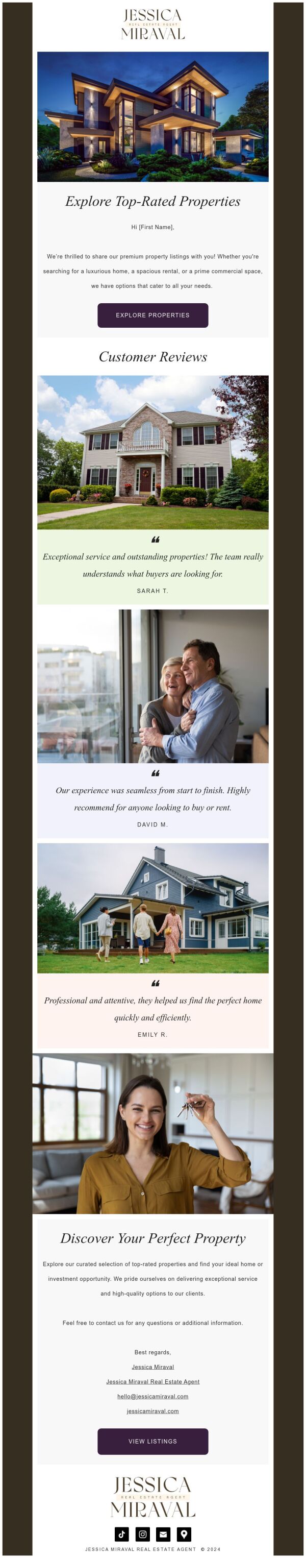 Price List Email Template 'Top Rated Properties' for Real Estate