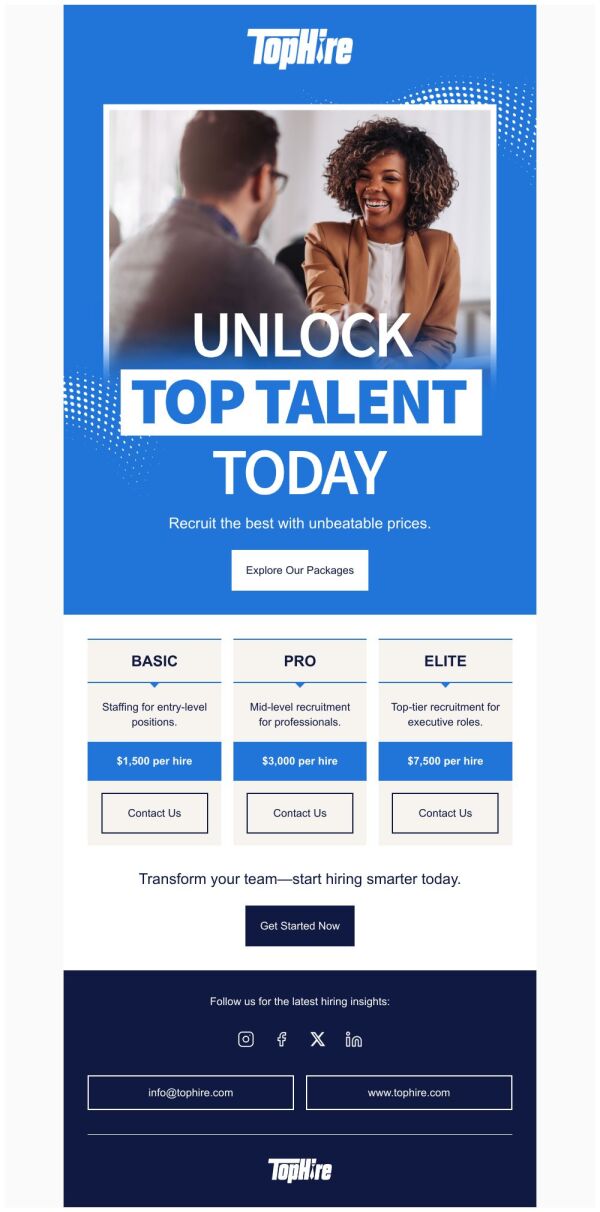 Price List Email Template 'Tophire' for Corporate | PosterMyWall