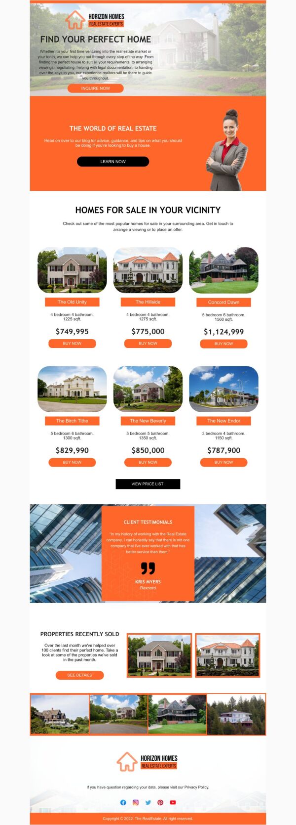 Pricelist Email Template 'Homes for Sale' for Realtors | PosterMyWall