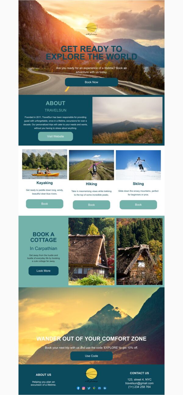 Product Promotion Email Template 'Book An Adventure' for Tourism