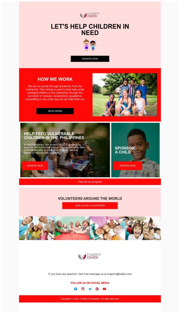 Product Promotion Email Template 'Help Children In Need' for Nonprofits ...