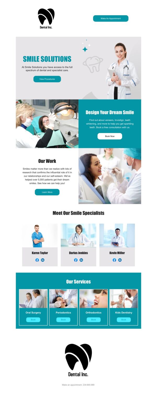 Product Promotion Email Template 'Make a Dental Appointment' for