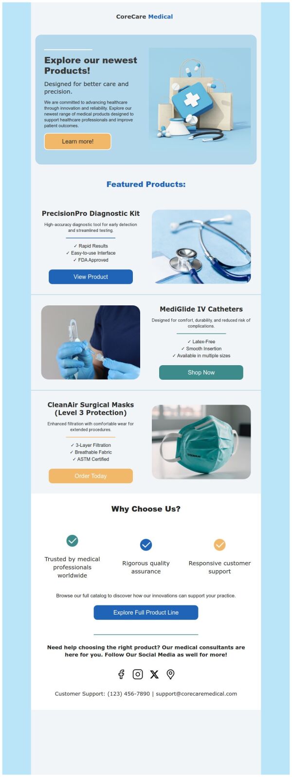 Product Showcase Email Template 'Diagnostic Kits' for Healthcare ...