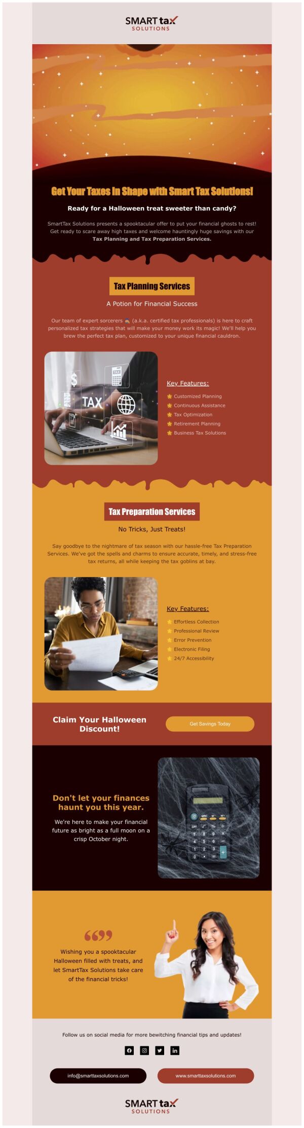 Product Showcase Email Template 'Smart Tax Solutions' for Halloween ...