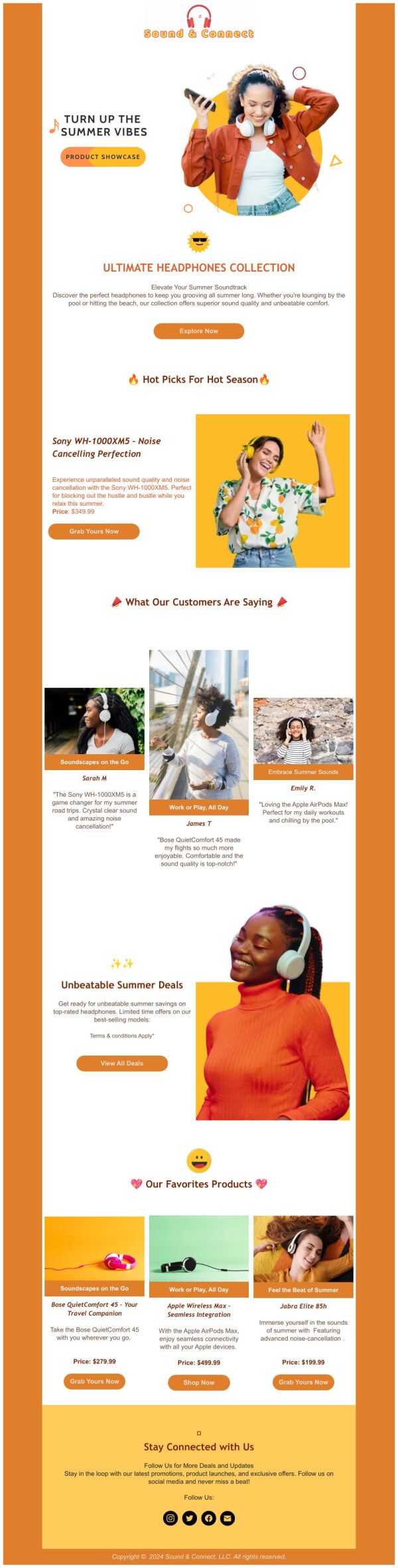 Product Showcase Email Template 'Sound & Connect' for Summer | PosterMyWall