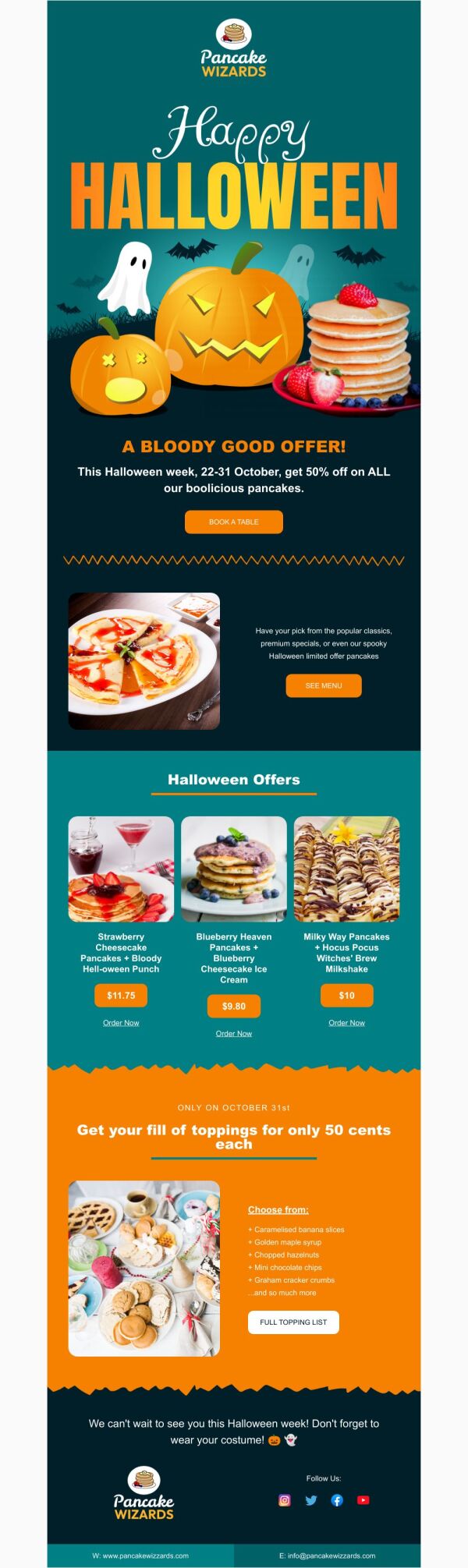 Sale Email Template 'Boolicious Pancakes' for Halloween PosterMyWall