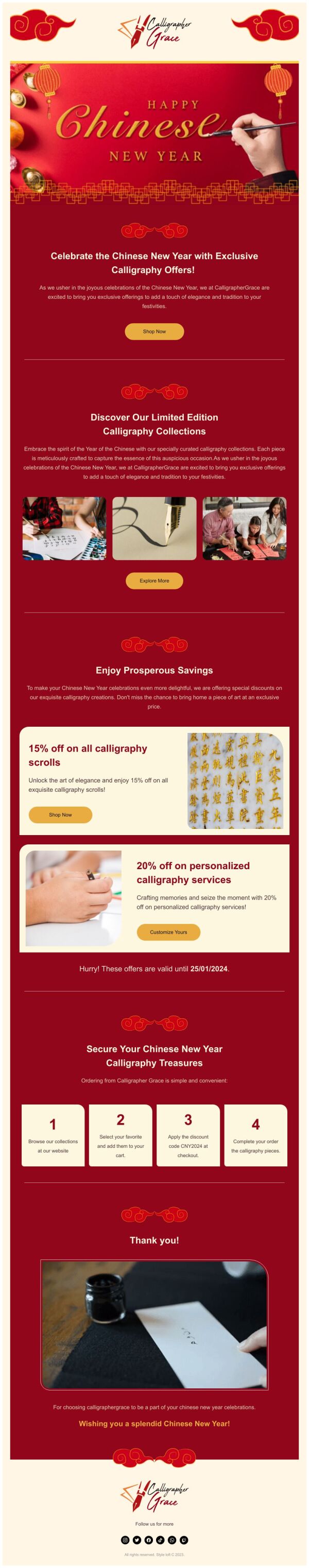 Sale Email Template 'Calligraphy Offers' for Chinese New Year ...