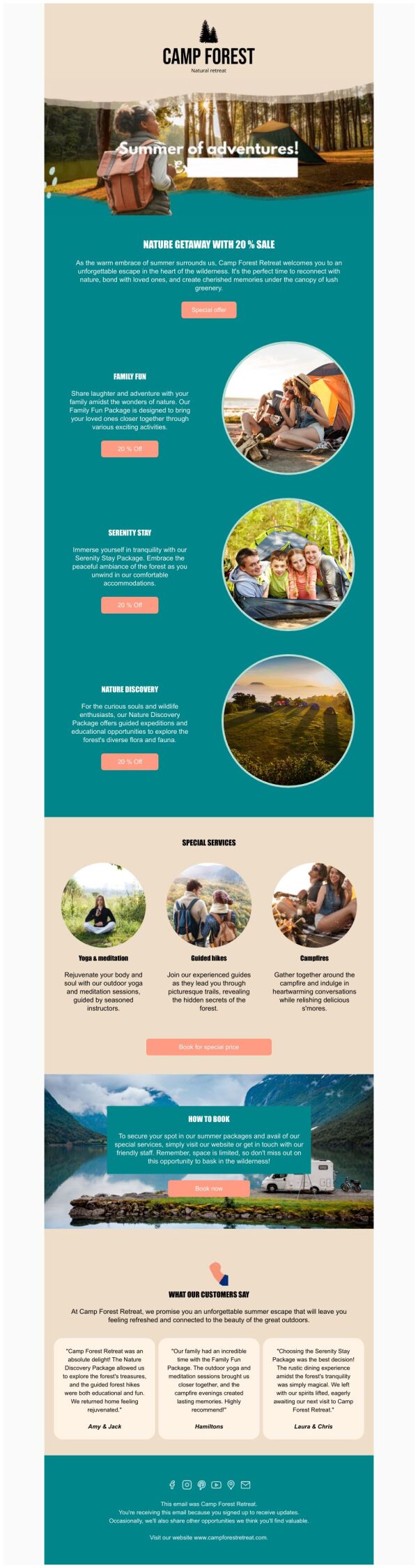 Sale Email Template 'Camp Forest' for Summer | PosterMyWall
