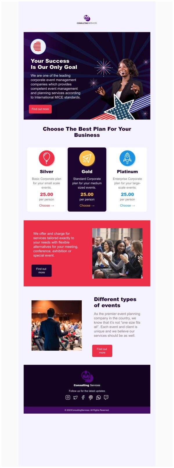 Sale Email Template 'Consulting Services' for 4th of July PosterMyWall