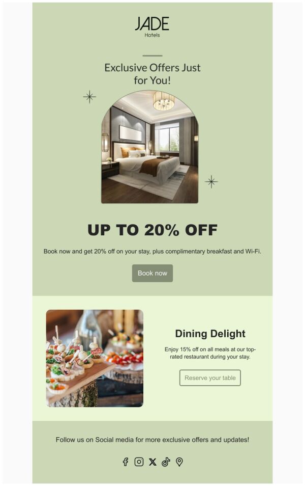 Sale Email Template 'Dining Delight' for Hotels