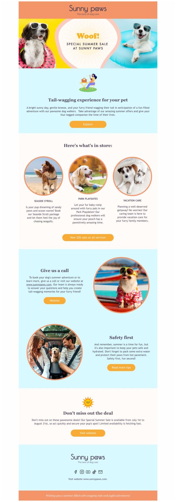 Sale Email Template 'Dog Care' for Summer | PosterMyWall