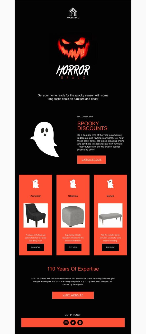 Sale Email Template 'Furniture Deals' for Halloween PosterMyWall
