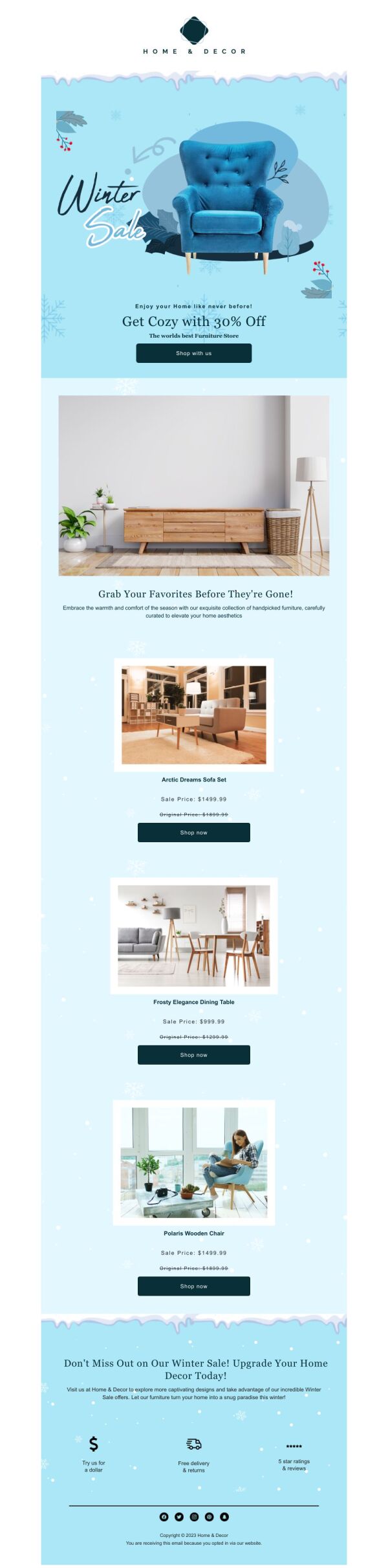 Sale Email Template 'Furniture Store' for Winter | PosterMyWall