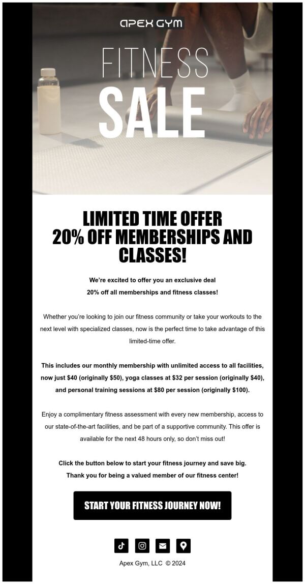 Sale Email Template 'Gym Journey' for Fitness | PosterMyWall