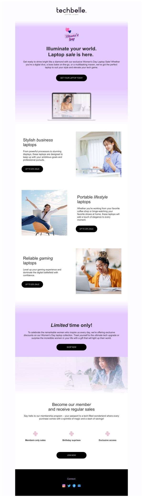 Sale Email Template 'Laptop Store' for Women's Day | PosterMyWall
