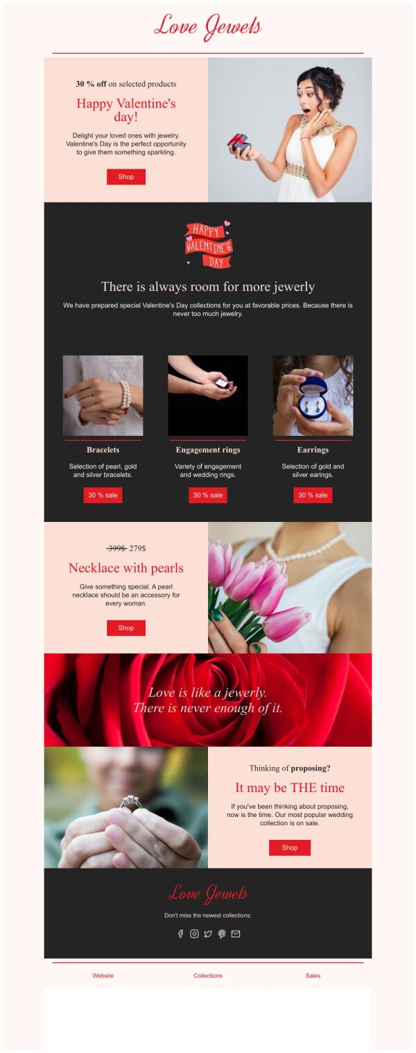 Sale Email Template 'Love Jewels' for Valentine's Day PosterMyWall