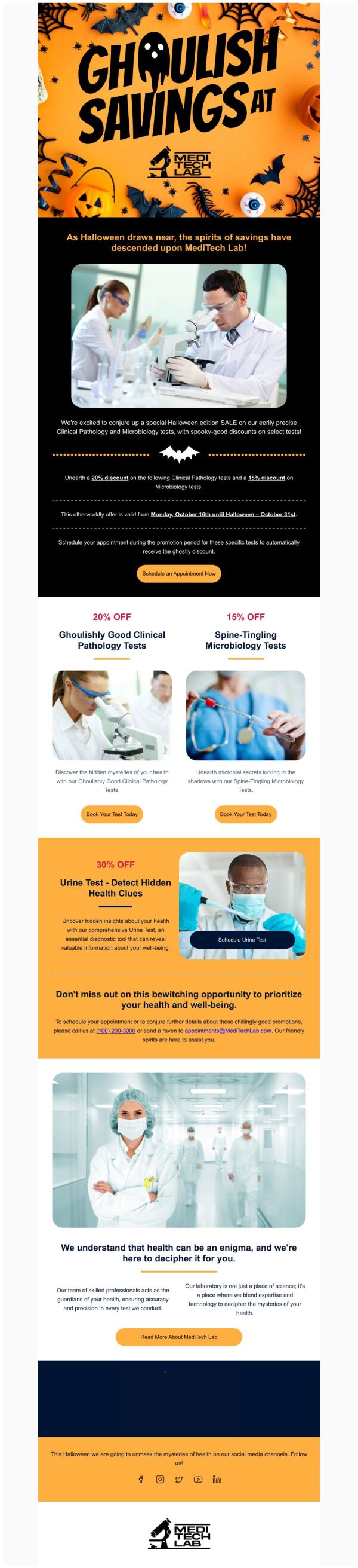 Sale Email Template 'Medical Lab' for Halloween | PosterMyWall