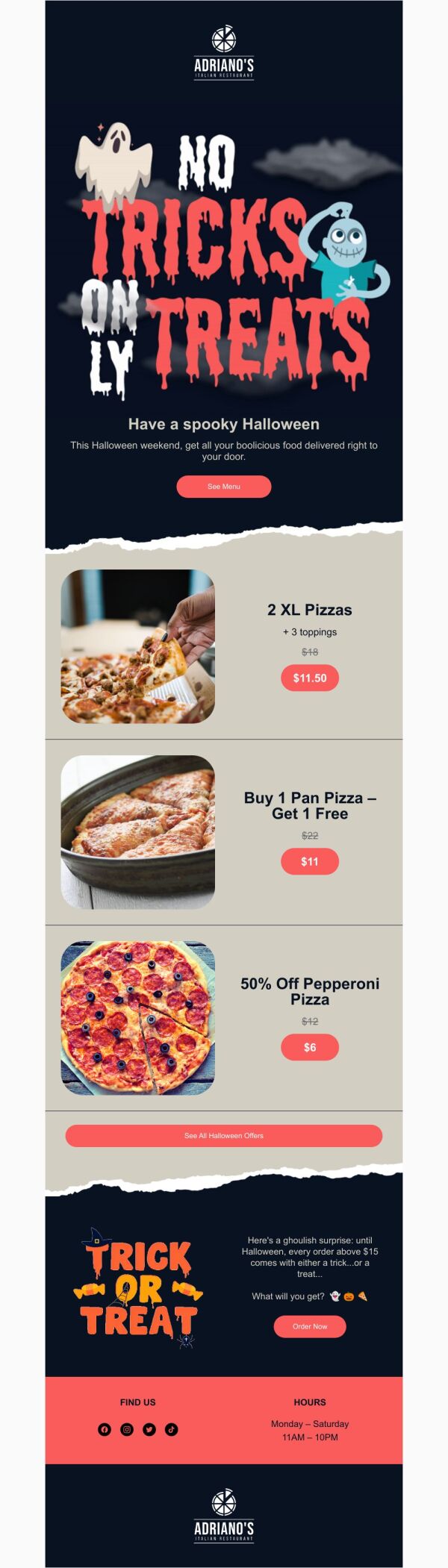 Sale Email Template 'Pizza Discounts' for Halloween PosterMyWall