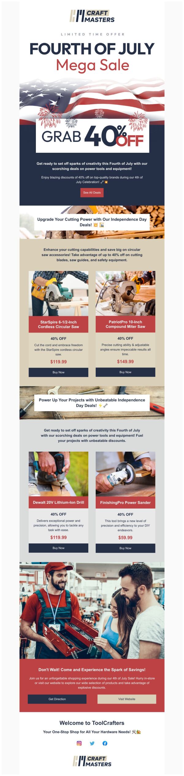 Sale Email Template 'Power Tools and Equipment' for 4th of July ...