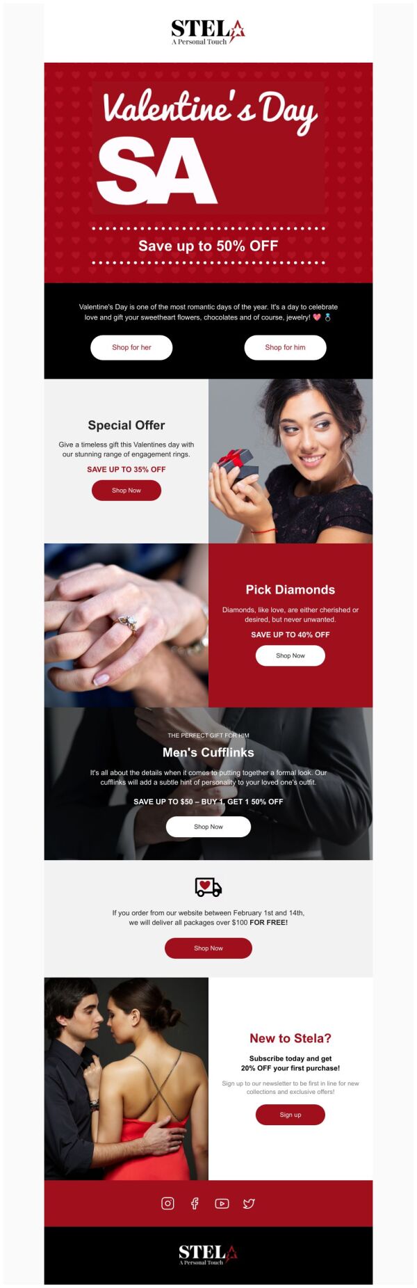 Sale Email Template 'Rings Collection' for Valentine's Day PosterMyWall