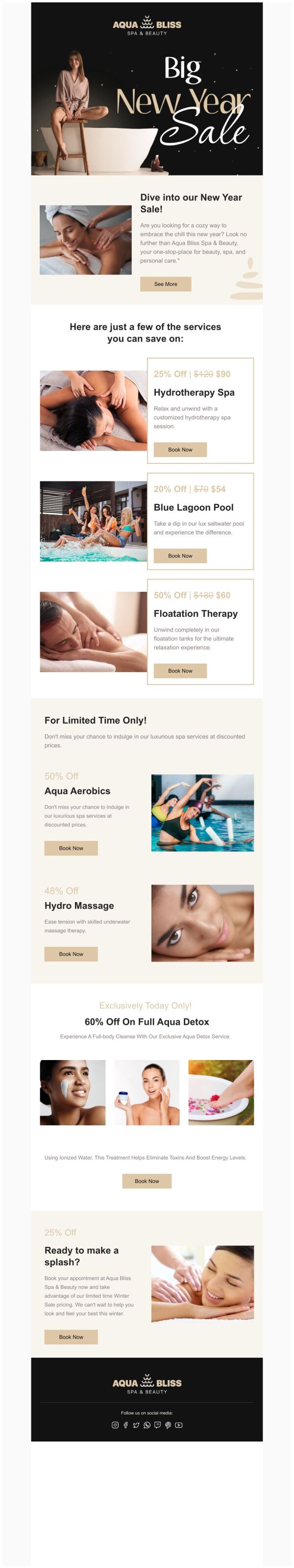 Sale Email Template 'Spa Services' for New Year | PosterMyWall