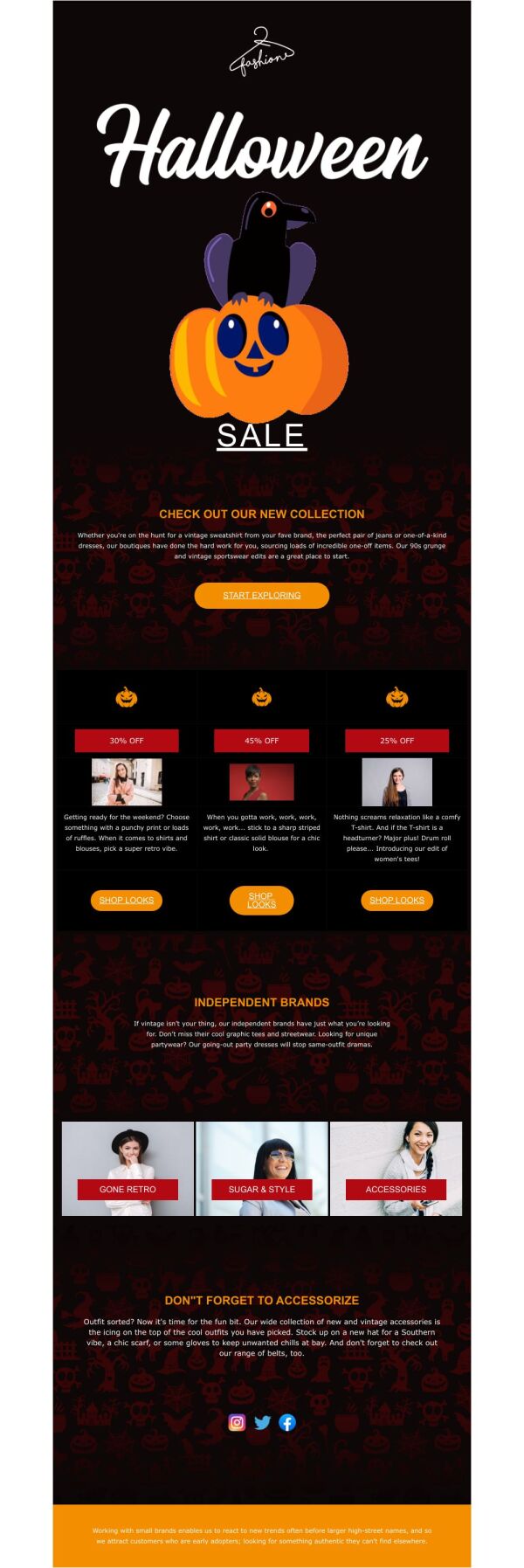 Sale Email Template 'Vintage Clothing Collection' for Halloween