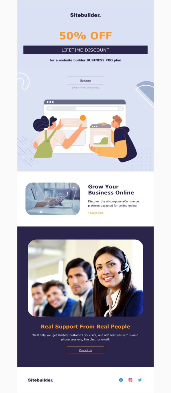 Sale Email Template 'Website Builder Plans' for Corporate | PosterMyWall
