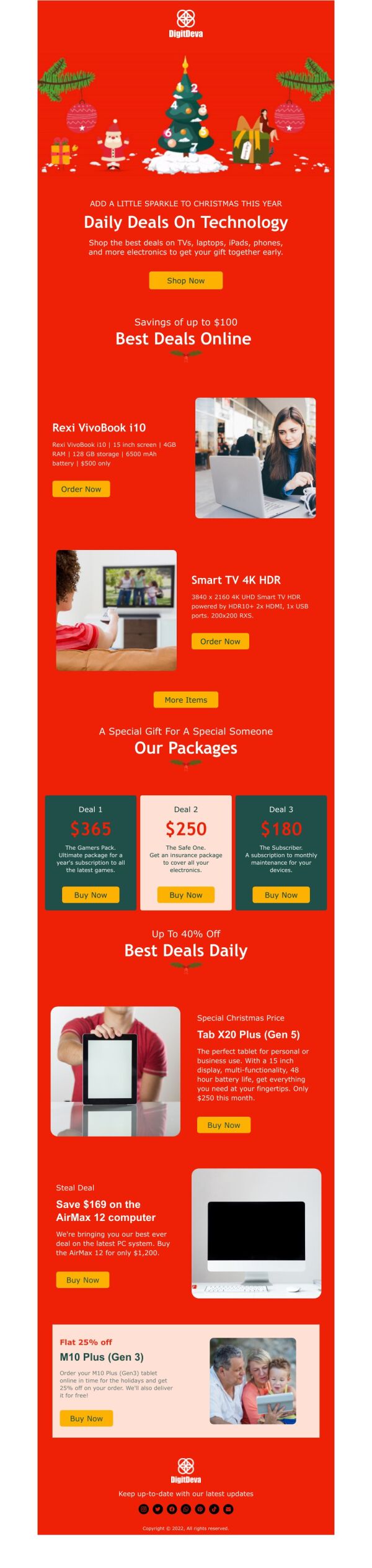 Personalized Offer Email Examples Special Offer Email Template 'Daily Deals on Technology' for Christmas ...